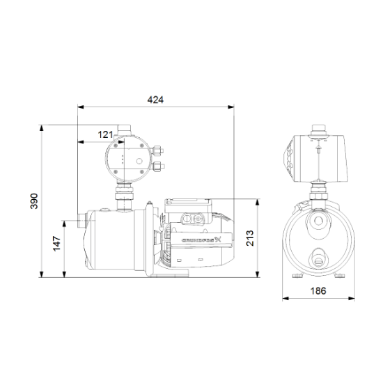 thumbnail: Grundfos Start-Stoppomp PM1-1,5 1,2 KW - 96848693